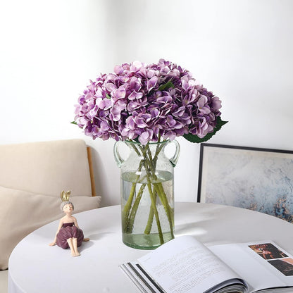 6pcs White Hydrangea Artificial Flowers - Faux Hydrangea Flowers, Fake Silk Flowers for Table Centerpiece, Silk Hydrangea Flowers with Stems for Home Wedding Party Decor