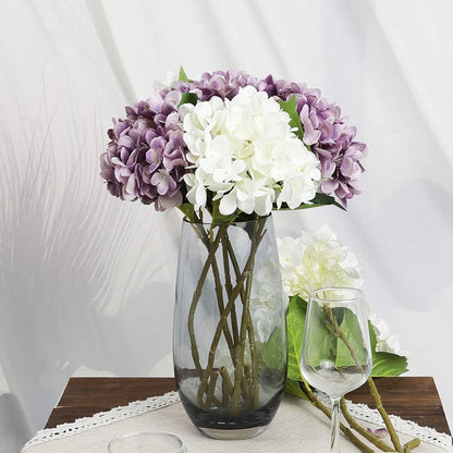 6pcs White Hydrangea Artificial Flowers - Faux Hydrangea Flowers, Fake Silk Flowers for Table Centerpiece, Silk Hydrangea Flowers with Stems for Home Wedding Party Decor