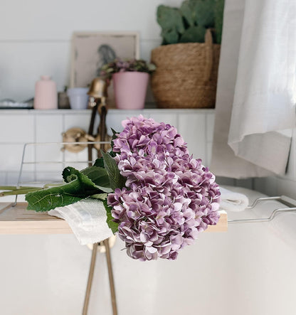 6pcs White Hydrangea Artificial Flowers - Faux Hydrangea Flowers, Fake Silk Flowers for Table Centerpiece, Silk Hydrangea Flowers with Stems for Home Wedding Party Decor