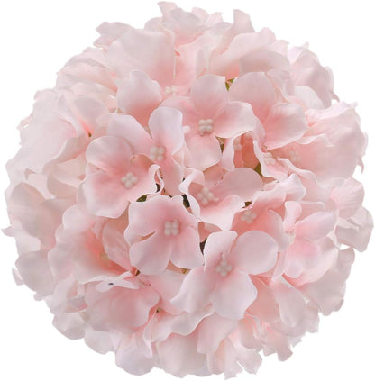 Silk Hydrangea Heads Artificial Flowers Heads with Stems for Home Wedding Decor,Pack of 10 (White)