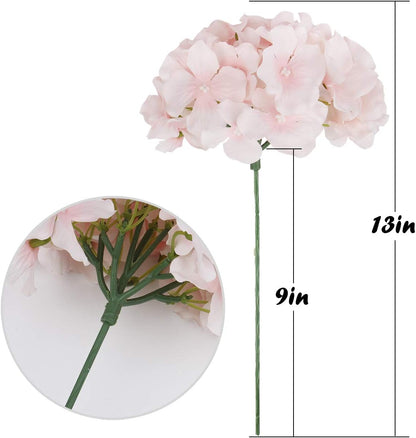 Silk Hydrangea Heads Artificial Flowers Heads with Stems for Home Wedding Decor,Pack of 10 (White)