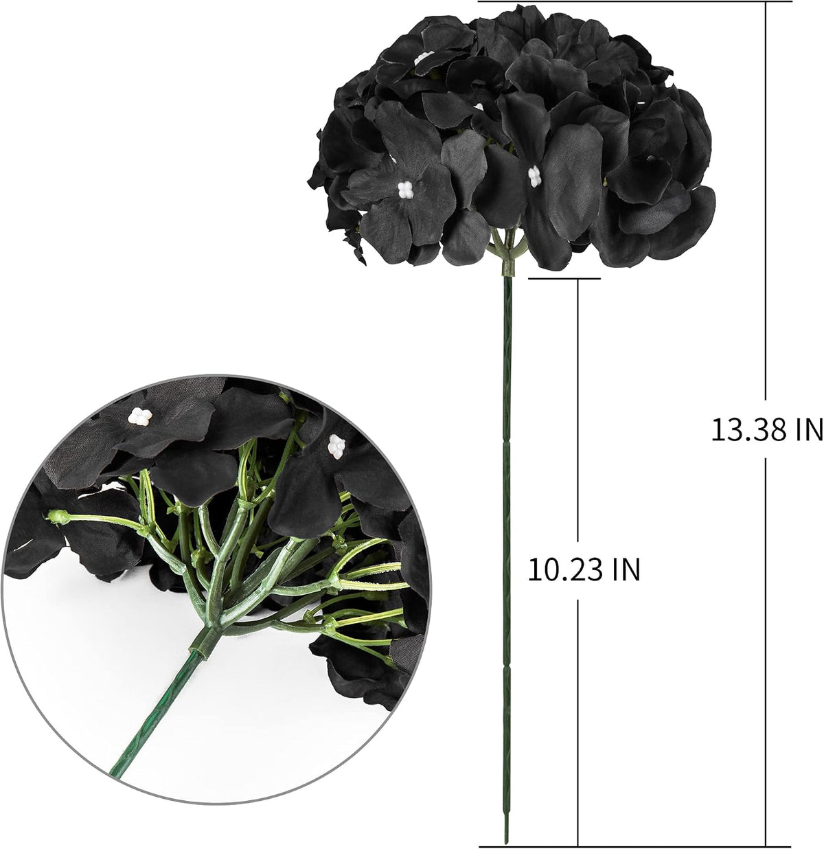 Silk Hydrangea Heads Artificial Flowers Heads with Stems for Home Wedding Decor,Pack of 10 (White)
