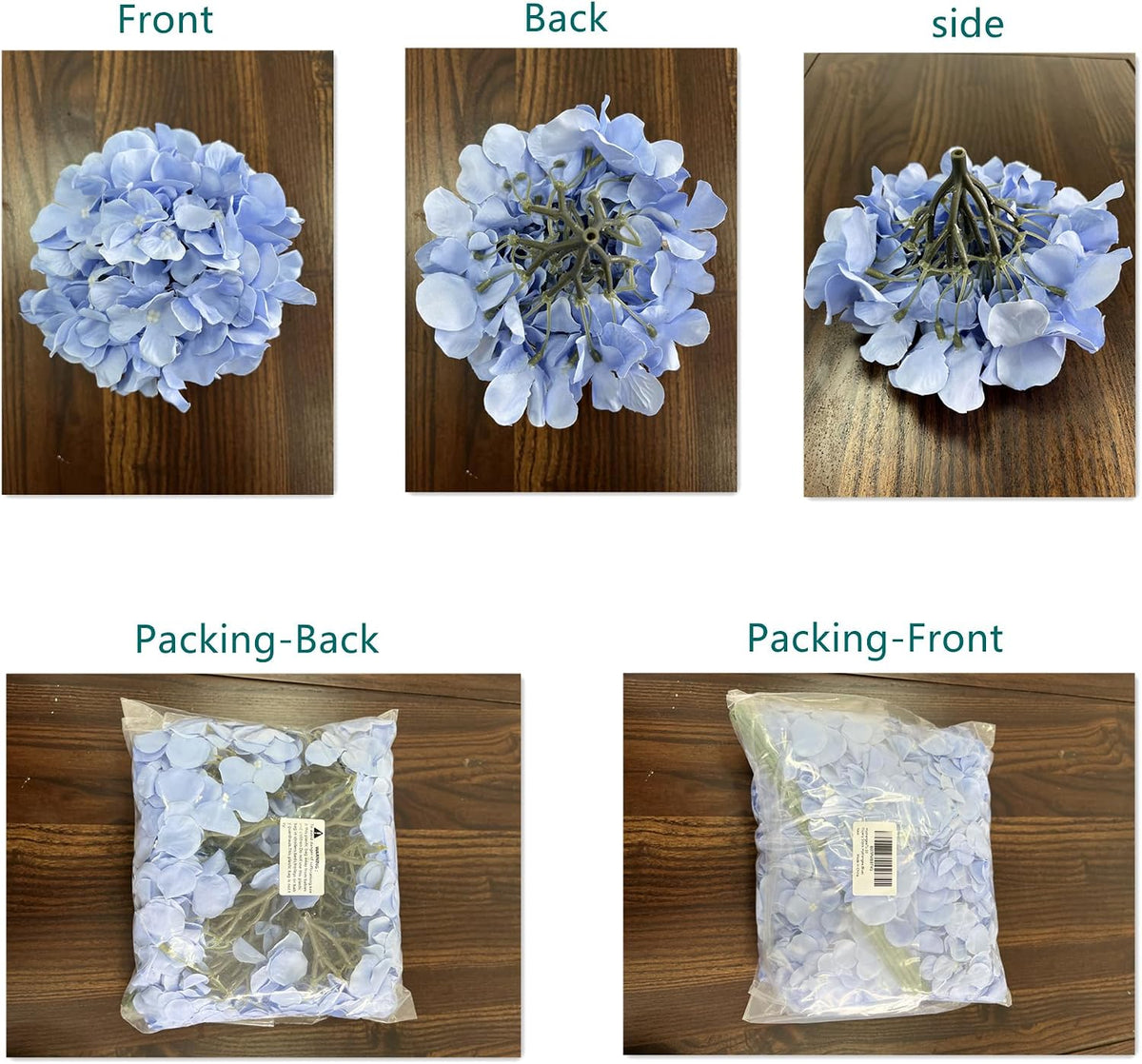 Silk Hydrangea Heads Artificial Flowers Heads with Stems for Home Wedding Decor,Pack of 10 (White)