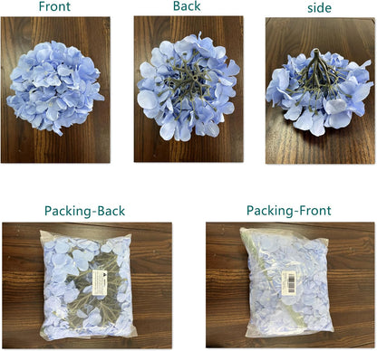 Silk Hydrangea Heads Artificial Flowers Heads with Stems for Home Wedding Decor,Pack of 10 (White)