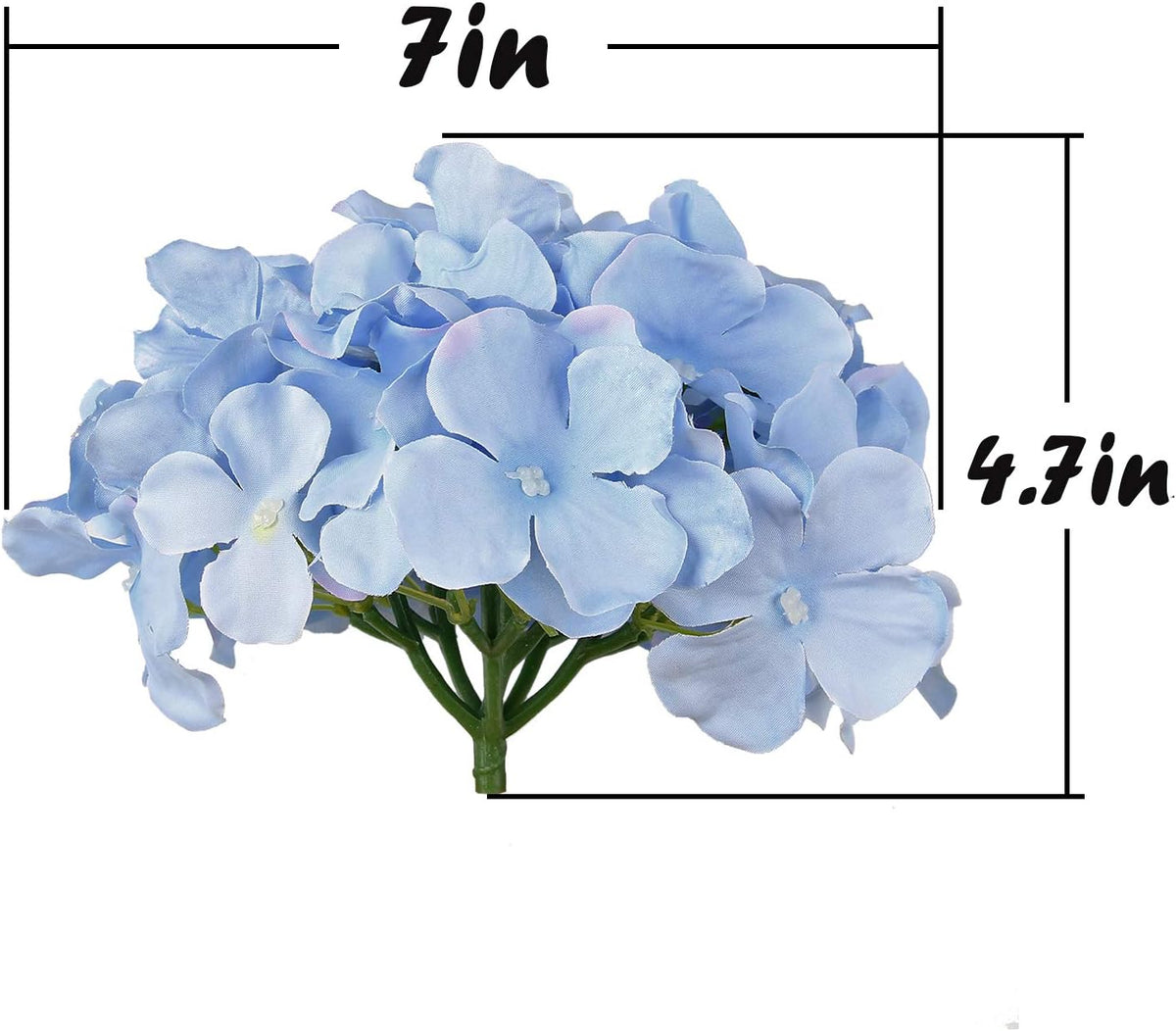 Silk Hydrangea Heads Artificial Flowers Heads with Stems for Home Wedding Decor,Pack of 10 (White)