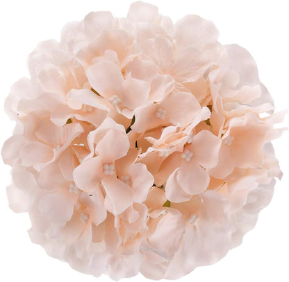 Silk Hydrangea Heads Artificial Flowers Heads with Stems for Home Wedding Decor,Pack of 10 (White)