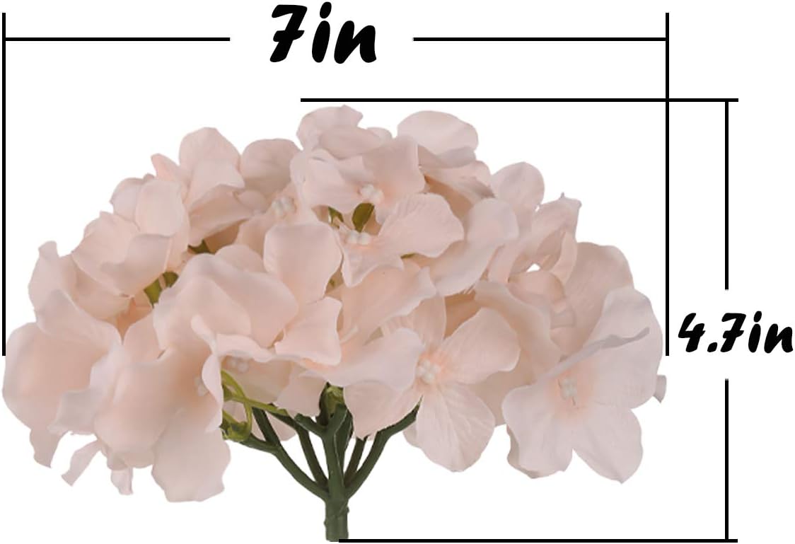 Silk Hydrangea Heads Artificial Flowers Heads with Stems for Home Wedding Decor,Pack of 10 (White)