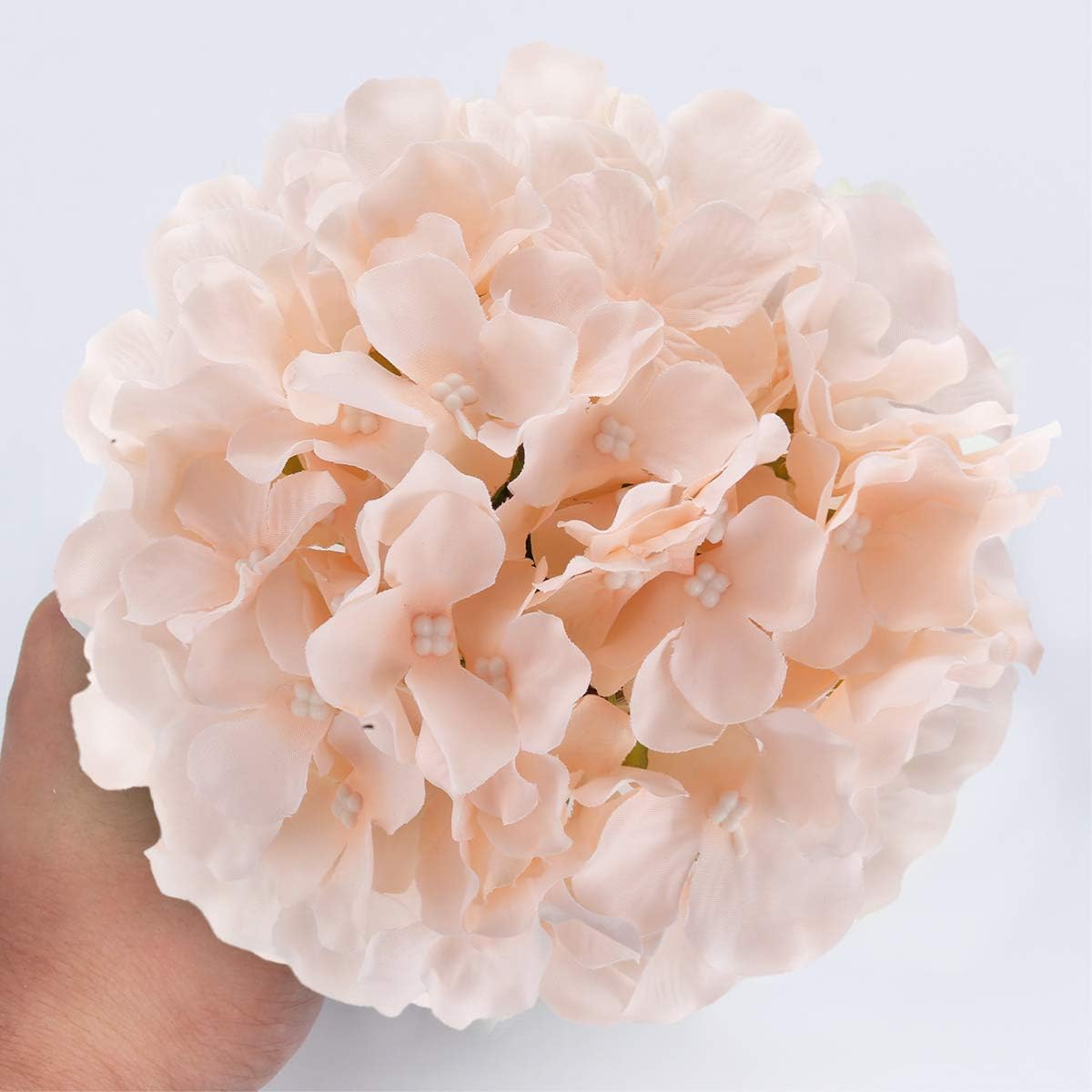 Silk Hydrangea Heads Artificial Flowers Heads with Stems for Home Wedding Decor,Pack of 10 (White)