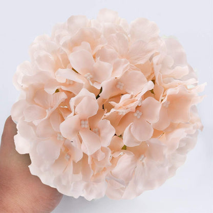 Silk Hydrangea Heads Artificial Flowers Heads with Stems for Home Wedding Decor,Pack of 10 (White)