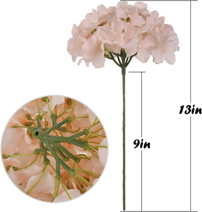 Silk Hydrangea Heads Artificial Flowers Heads with Stems for Home Wedding Decor,Pack of 10 (White)