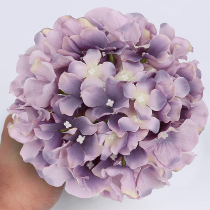 Silk Hydrangea Heads Artificial Flowers Heads with Stems for Home Wedding Decor,Pack of 10 (White)