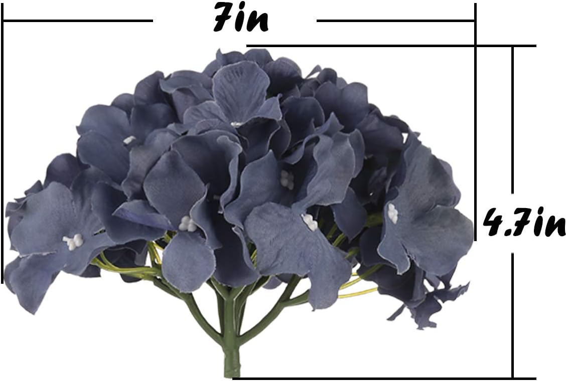 Silk Hydrangea Heads Artificial Flowers Heads with Stems for Home Wedding Decor,Pack of 10 (White)