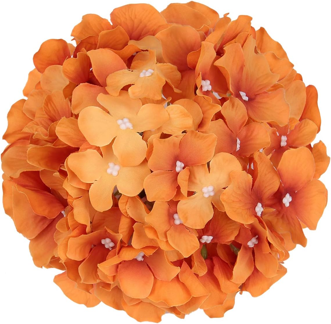 Silk Hydrangea Heads Artificial Flowers Heads with Stems for Home Wedding Decor,Pack of 10 (White)