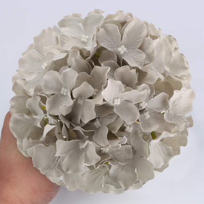 Silk Hydrangea Heads Artificial Flowers Heads with Stems for Home Wedding Decor,Pack of 10 (White)