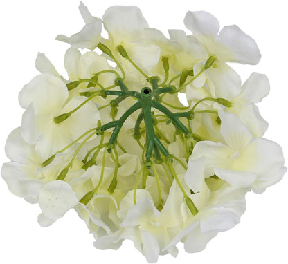 Silk Hydrangea Heads Artificial Flowers Heads with Stems for Home Wedding Decor,Pack of 10 (White)