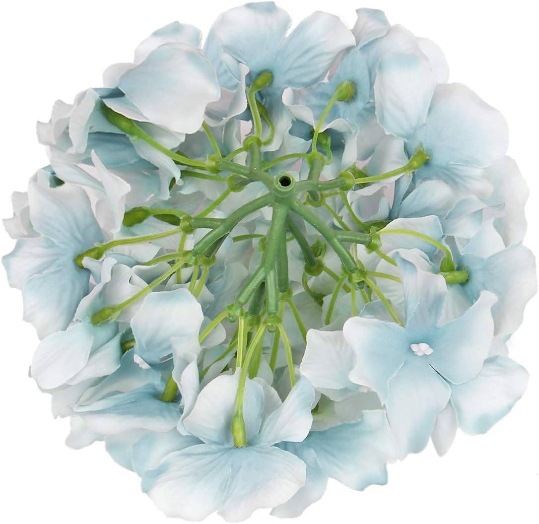 Silk Hydrangea Heads Artificial Flowers Heads with Stems for Home Wedding Decor,Pack of 10 (White)