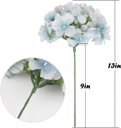 Silk Hydrangea Heads Artificial Flowers Heads with Stems for Home Wedding Decor,Pack of 10 (White)