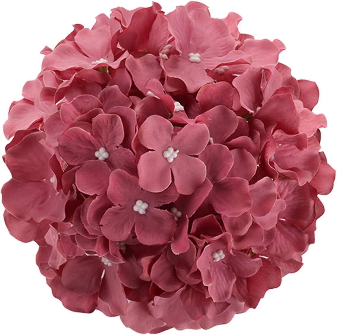 Silk Hydrangea Heads Artificial Flowers Heads with Stems for Home Wedding Decor,Pack of 10 (White)