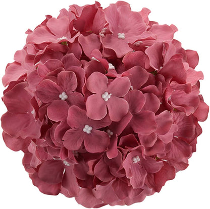 Silk Hydrangea Heads Artificial Flowers Heads with Stems for Home Wedding Decor,Pack of 10 (White)