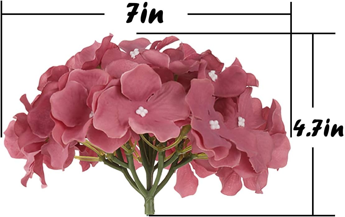 Silk Hydrangea Heads Artificial Flowers Heads with Stems for Home Wedding Decor,Pack of 10 (White)