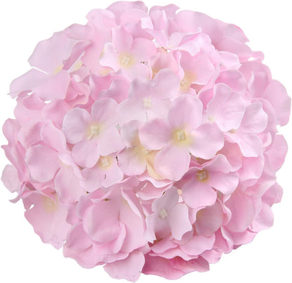 Silk Hydrangea Heads Artificial Flowers Heads with Stems for Home Wedding Decor,Pack of 10 (White)