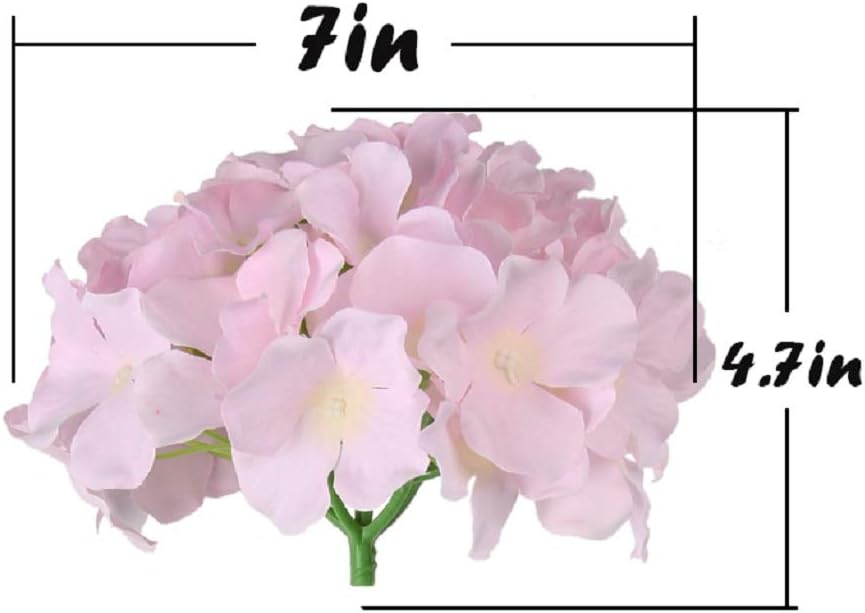 Silk Hydrangea Heads Artificial Flowers Heads with Stems for Home Wedding Decor,Pack of 10 (White)