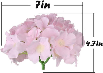 Silk Hydrangea Heads Artificial Flowers Heads with Stems for Home Wedding Decor,Pack of 10 (White)