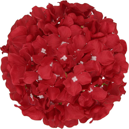 Silk Hydrangea Heads Artificial Flowers Heads with Stems for Home Wedding Decor,Pack of 10 (White)