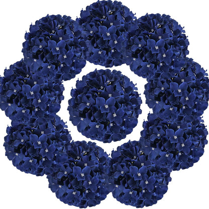 Silk Hydrangea Heads Artificial Flowers Heads with Stems for Home Wedding Decor,Pack of 10 (White)