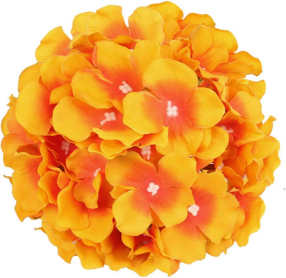 Silk Hydrangea Heads Artificial Flowers Heads with Stems for Home Wedding Decor,Pack of 10 (White)