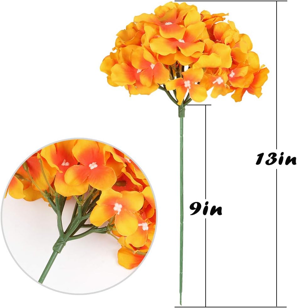 Silk Hydrangea Heads Artificial Flowers Heads with Stems for Home Wedding Decor,Pack of 10 (White)