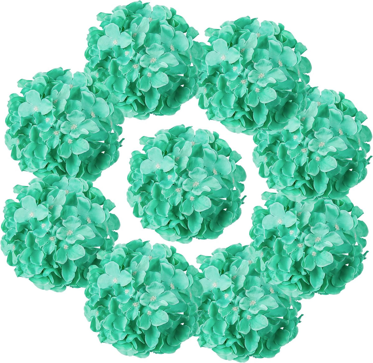 Silk Hydrangea Heads Artificial Flowers Heads with Stems for Home Wedding Decor,Pack of 10 (White)