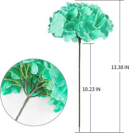 Silk Hydrangea Heads Artificial Flowers Heads with Stems for Home Wedding Decor,Pack of 10 (White)