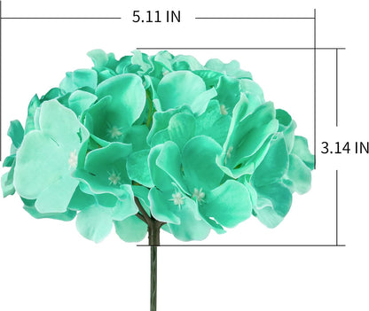 Silk Hydrangea Heads Artificial Flowers Heads with Stems for Home Wedding Decor,Pack of 10 (White)