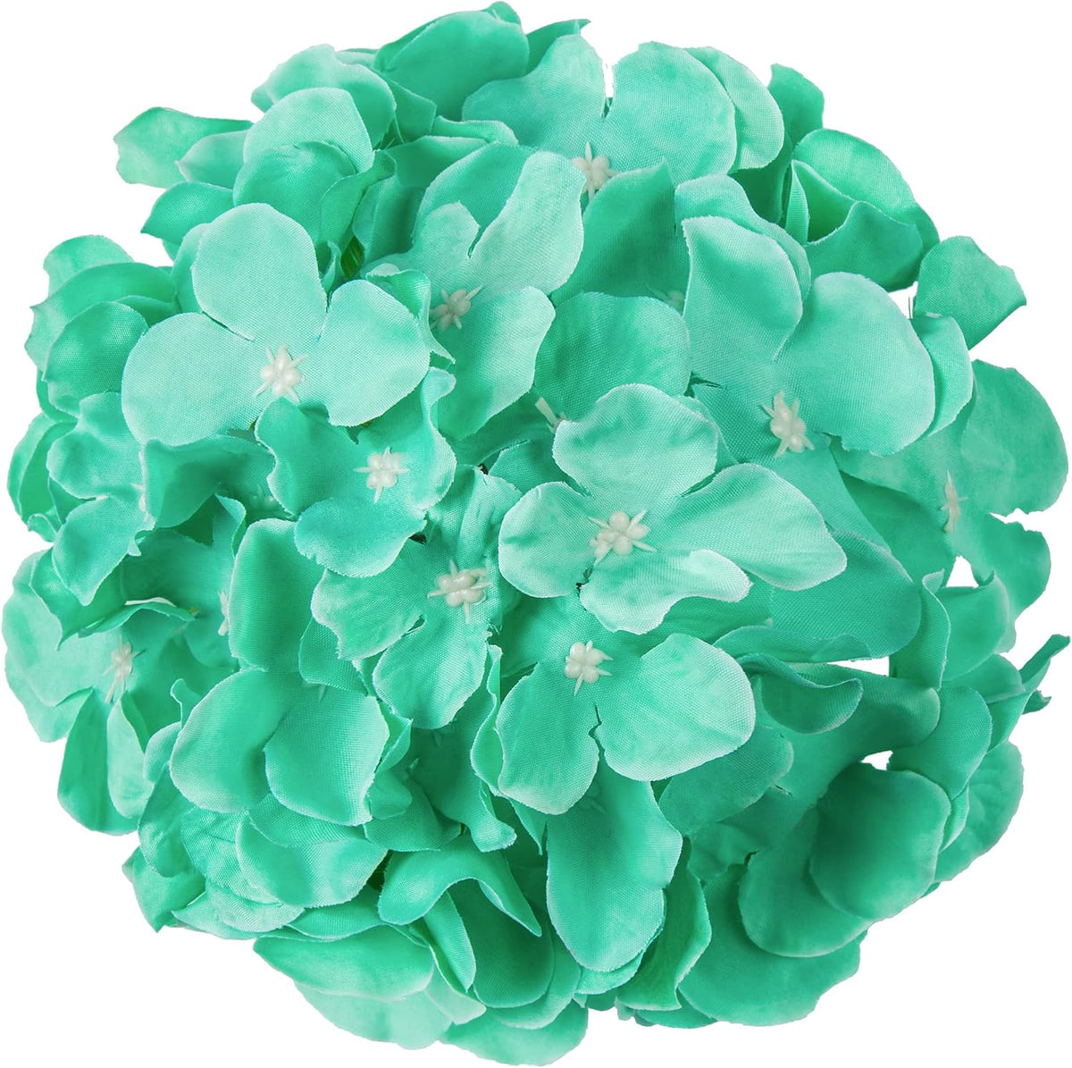 Silk Hydrangea Heads Artificial Flowers Heads with Stems for Home Wedding Decor,Pack of 10 (White)