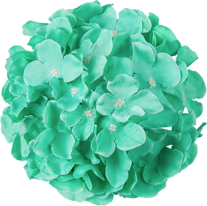Silk Hydrangea Heads Artificial Flowers Heads with Stems for Home Wedding Decor,Pack of 10 (White)
