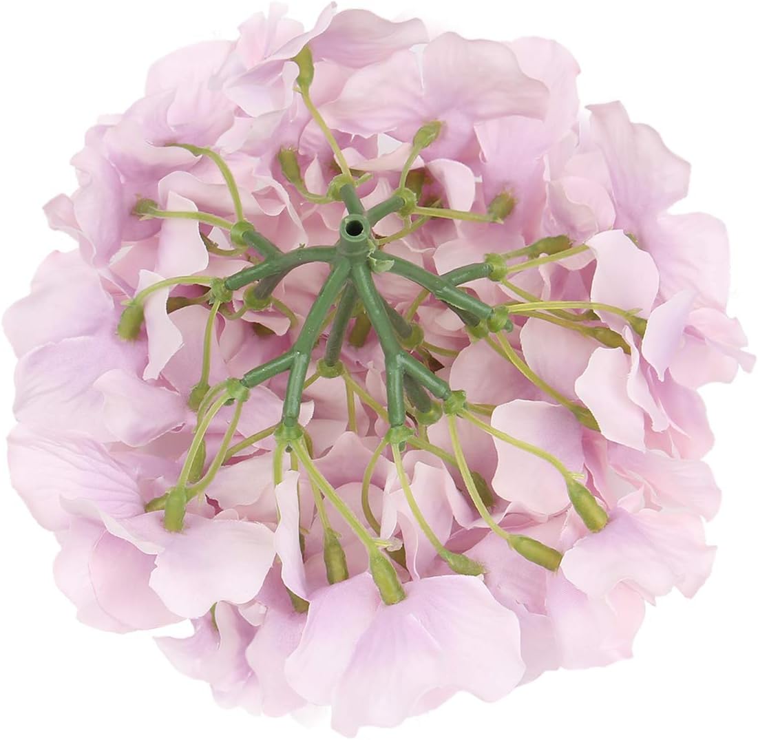 Silk Hydrangea Heads Artificial Flowers Heads with Stems for Home Wedding Decor,Pack of 10 (White)