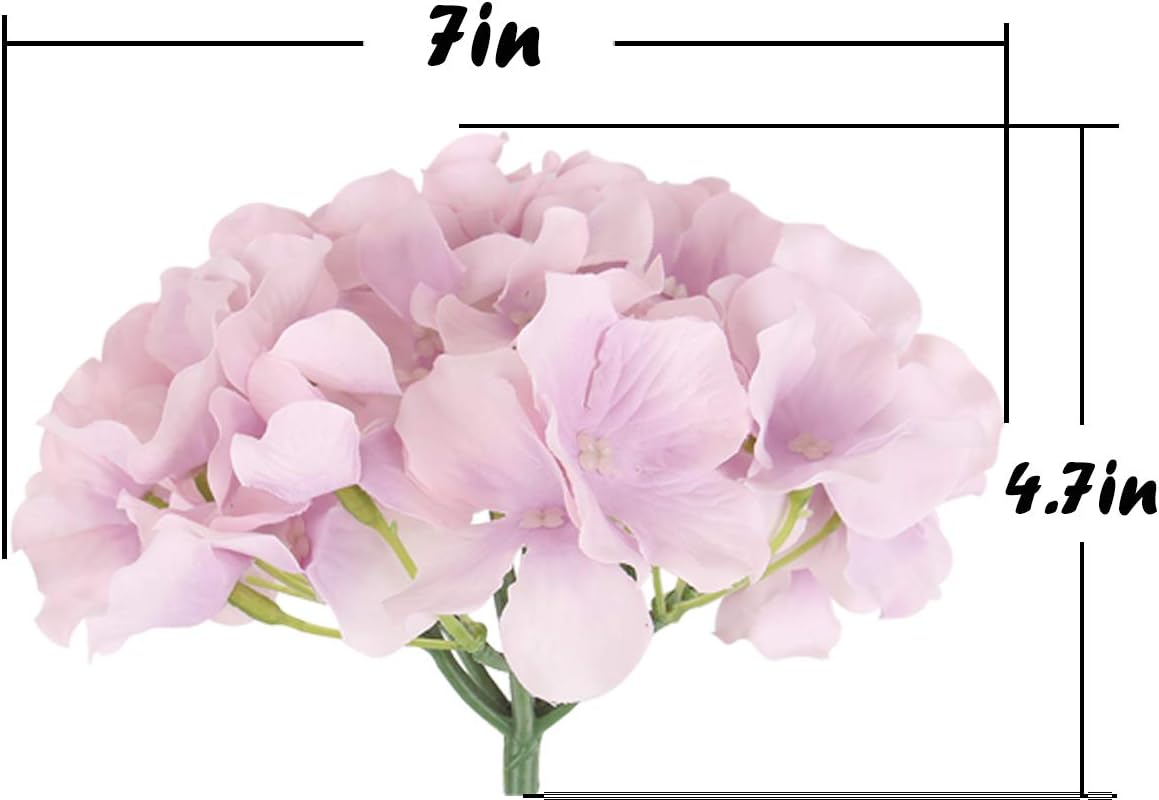 Silk Hydrangea Heads Artificial Flowers Heads with Stems for Home Wedding Decor,Pack of 10 (White)