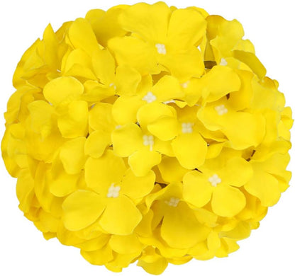 Silk Hydrangea Heads Artificial Flowers Heads with Stems for Home Wedding Decor,Pack of 10 (White)