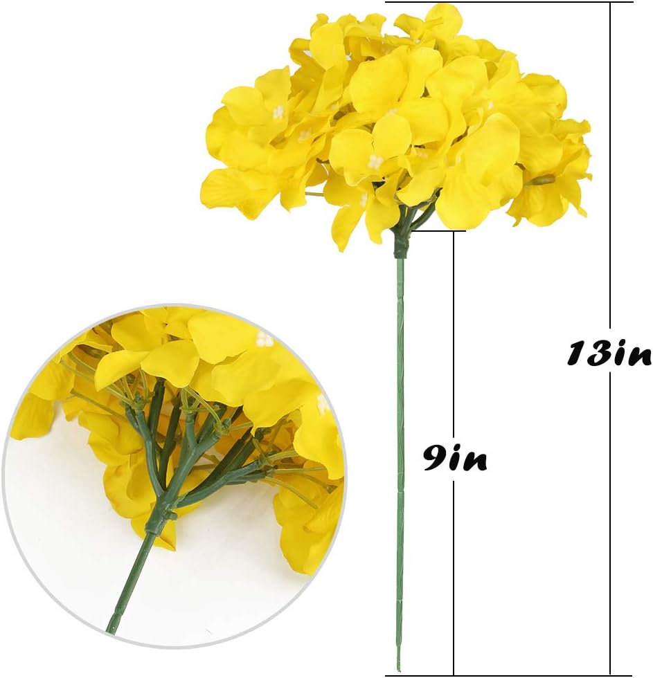 Silk Hydrangea Heads Artificial Flowers Heads with Stems for Home Wedding Decor,Pack of 10 (White)