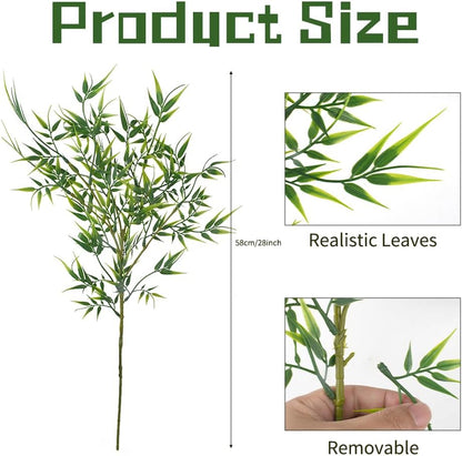 5Pcs Artificial Bamboo Leaves Faux Bamboo for Tall Vase Artificial Bamboo Plant Branch Greenery Plant for Hotel Home Wall Farmhouse Decoration