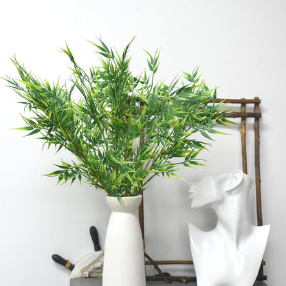 5Pcs Artificial Bamboo Leaves Faux Bamboo for Tall Vase Artificial Bamboo Plant Branch Greenery Plant for Hotel Home Wall Farmhouse Decoration
