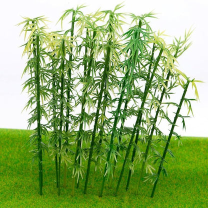 Model Miniature Bamboo Trees, 100PCS Green Plastic Bamboo Trees, 5 Sizes Artificial Model Plants, for Miniature Landscape