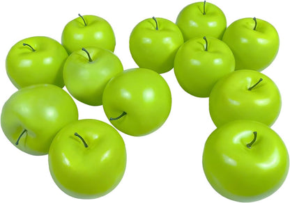 Fake Fruits Artificial Apples, Green, Set of 12