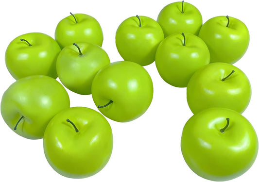 Fake Fruits Artificial Apples, Green, Set of 12