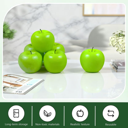 Fake Fruits Artificial Apples, Green, Set of 12