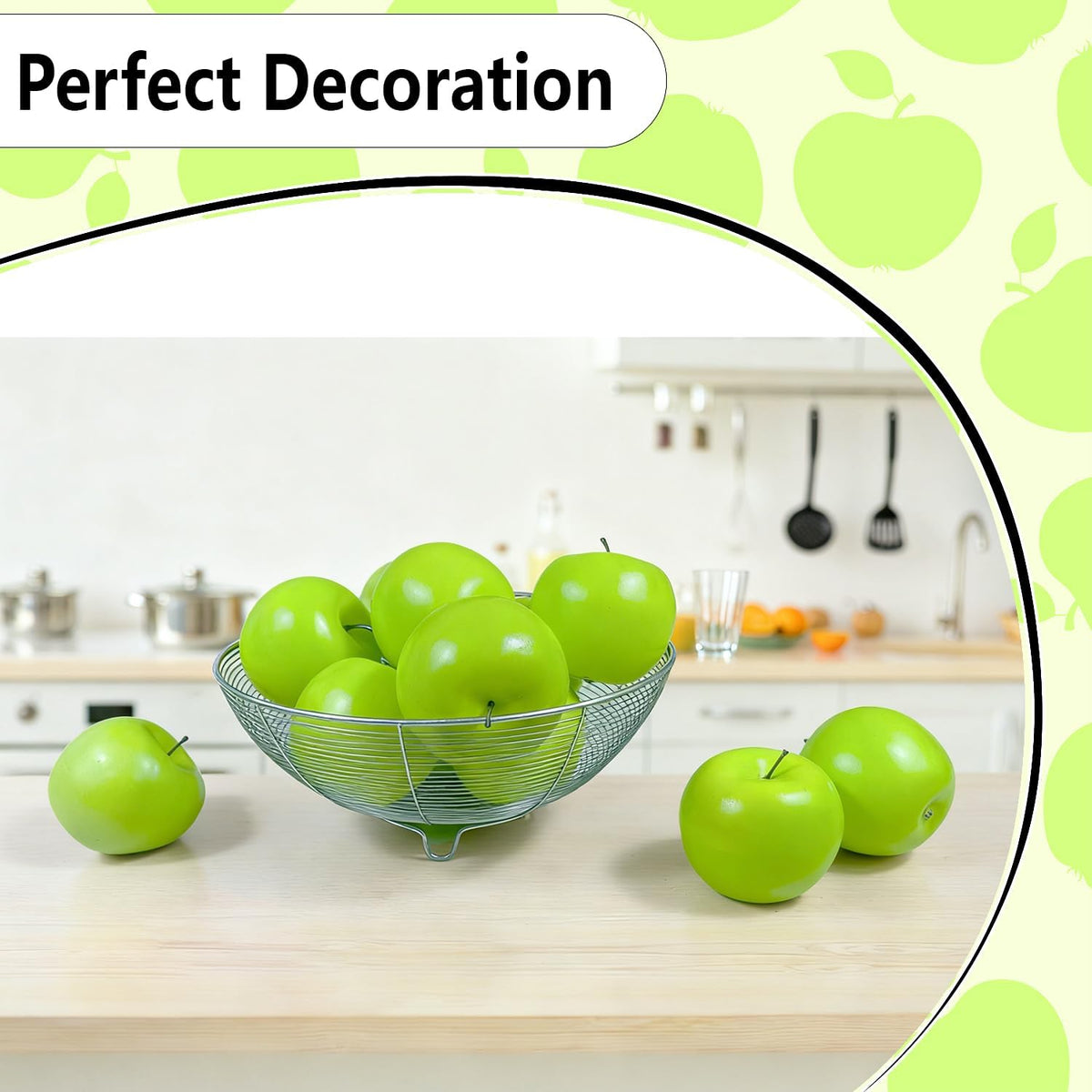 Fake Fruits Artificial Apples, Green, Set of 12
