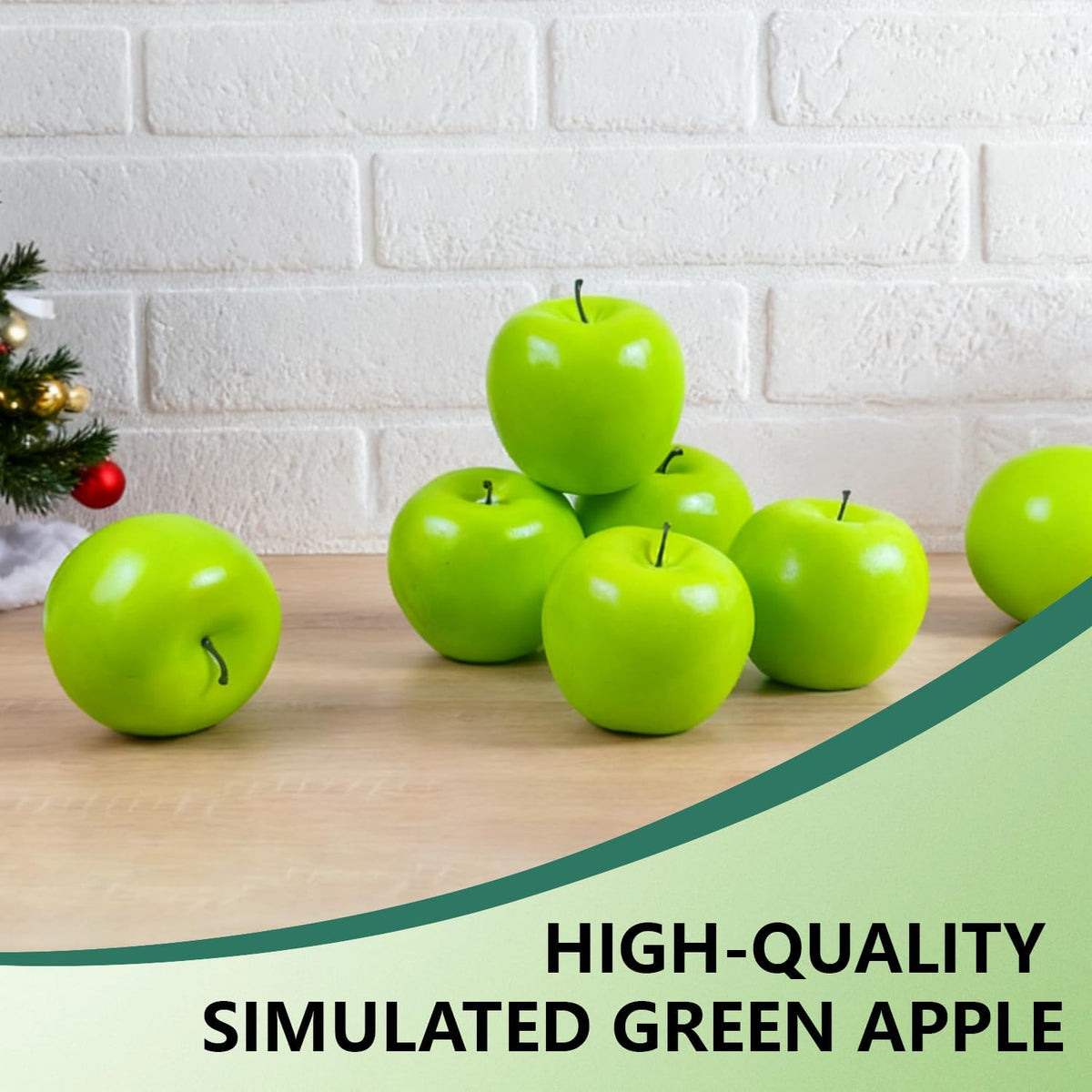 Fake Fruits Artificial Apples, Green, Set of 12