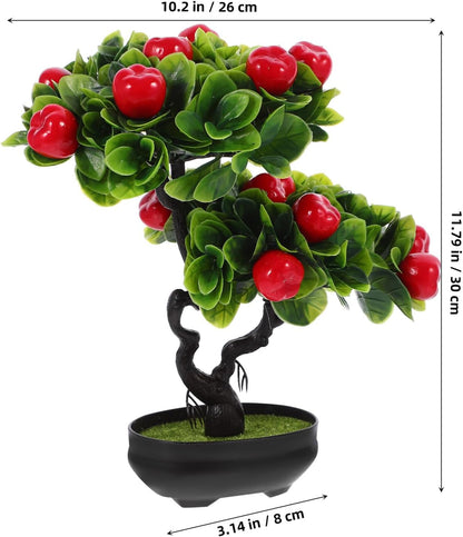 Artificial Fruit Tree with Pot Simulated Fruit Tree Faux Bonsai Ornament Desktop Decor for Indoor Home Office Living Room Faux 11.81 X 10.23 X 3.34 in