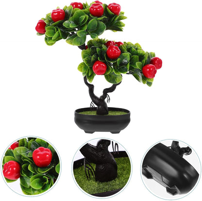 Artificial Fruit Tree with Pot Simulated Fruit Tree Faux Bonsai Ornament Desktop Decor for Indoor Home Office Living Room Faux 11.81 X 10.23 X 3.34 in